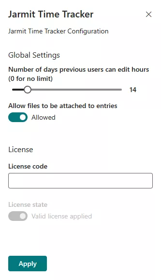 Jarmit Time Tracker - Property pane