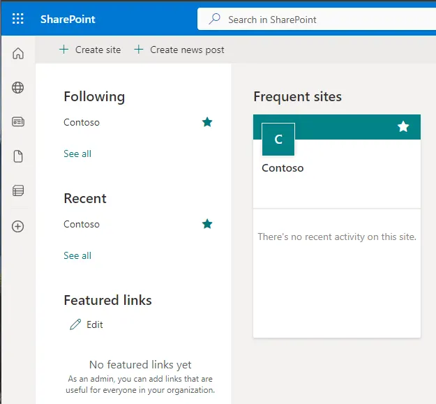 SharePoint Online Start page