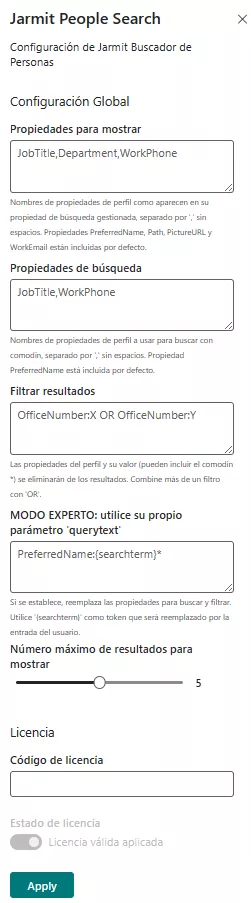 Jarmit Buscador de Personas - Panel de propiedades
