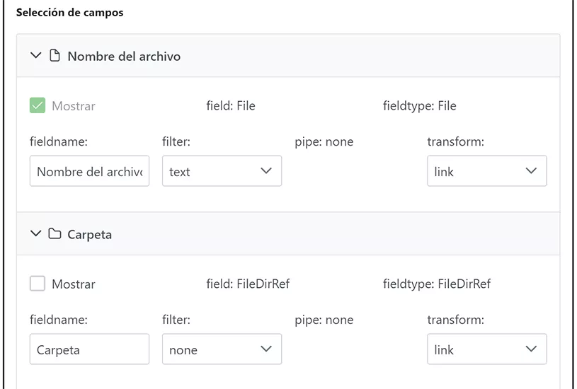 Jarmit Agregador de Bibliotecas - Herramienta de config - Columnas de Archivo y Carpeta