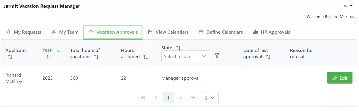 Jarmit Vacation Request Manager - Manager approvals