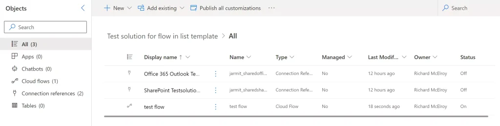 Cloud flow and connection references in dataverse solution