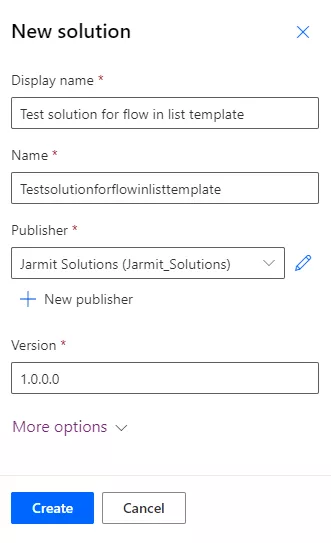 Create a new solution in Power Automate