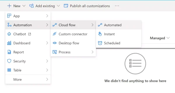 Add a new cloud flow to a solution